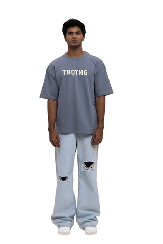 TURQTANG Lets Rock Oversized T-Shirt in Steel Grey – Stylish and comfortable streetwear tee.