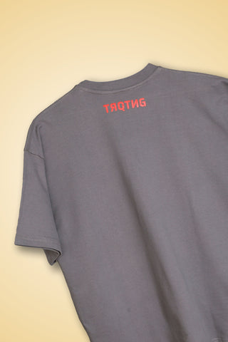 Back view of Life Oversized Tee-Shirt unisex T-shirt in midnight grey color