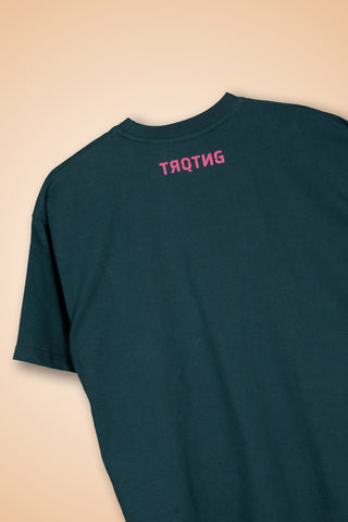 back view of Life Oversized Tee-Shirt unisex T-shirt in teal green color