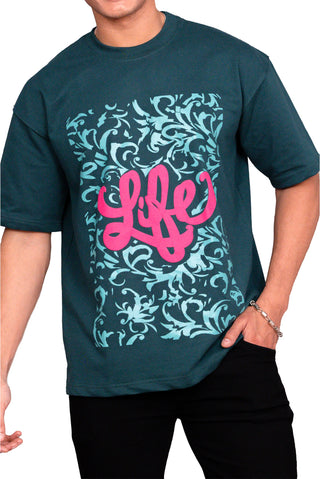 TURQTANG Life Oversized T-Shirt in Teal Green – Effortless streetwear with a vibrant edge.
