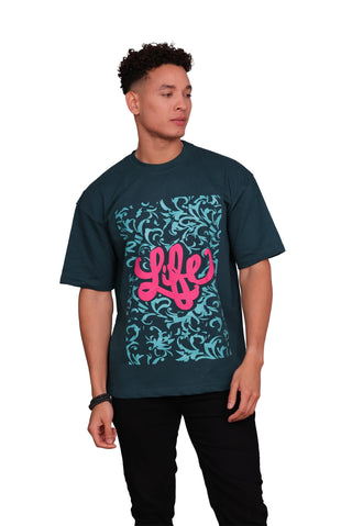 TURQTANG Life Oversized T-Shirt in Teal Green – Effortless streetwear with a vibrant edge.