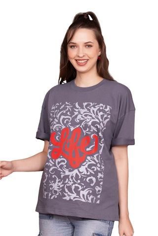 TURQTANG Life Oversized T-Shirt in Midnight Grey – Casual streetwear with premium comfort.