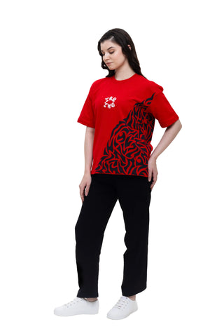 OBSIDIAN FLAME OVERSIZED T-SHIRT - FLAMING RED