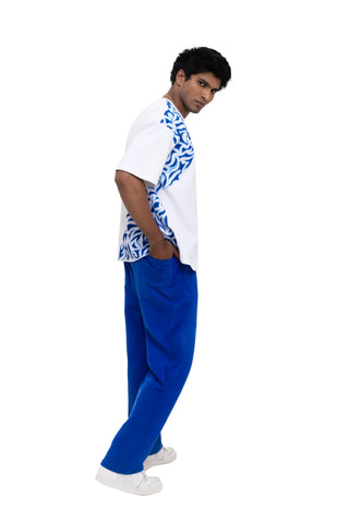 TURQTANG Sapphire Smoke Oversized T-Shirt in Smoking White – premium oversized tee front view.