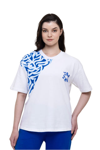 TURQTANG Sapphire Smoke Oversized T-Shirt in Smoking White – premium oversized tee front view.