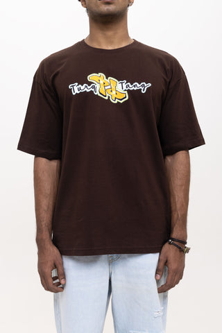 TURQTANG Back Talk Oversized T-Shirt in Code Earth – Earth-toned streetwear with premium comfort and effortless style.