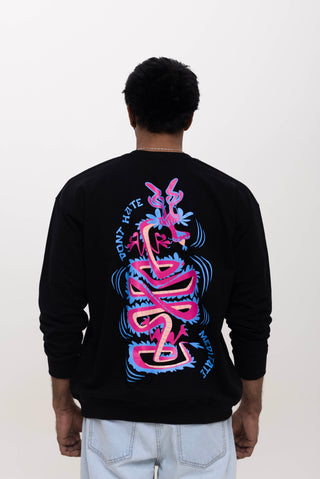 TURQTANG Divine Dragon Oversized Sweatshirt in Classic Black – Comfortable and expressive casual wear.