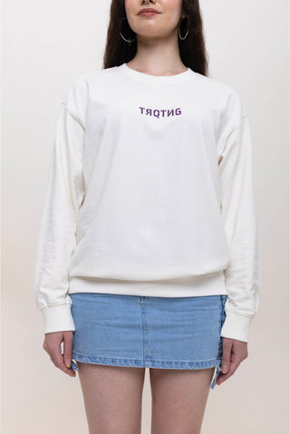 TURQTANG Divine Dragon Oversized Sweatshirt in Pastel Cream – Bold design meets cozy streetwear.