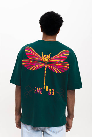 TURQTANG Dragonfly Oversized T-Shirt in Teal Green – Vibrant comfort wear inspired by nature.