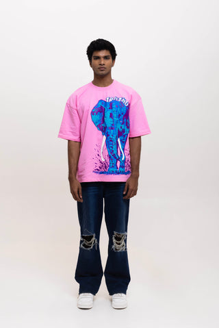 TURQTANG Elephantastic Oversized T-Shirt in Cotton Candy Pink – Playful comfort meets creative design.
