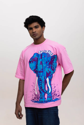 TURQTANG Elephantastic Oversized T-Shirt in Cotton Candy Pink – Playful comfort meets creative design.