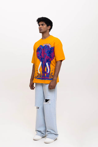 TURQTANG Elephantastic Oversized T-Shirt in Golden Honey – Bold graphic tee with premium comfort.