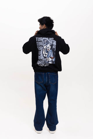 TURQTANG Fierce Oversized Hoodie in Classic Black – Effortless, cozy streetwear with confident vibes.