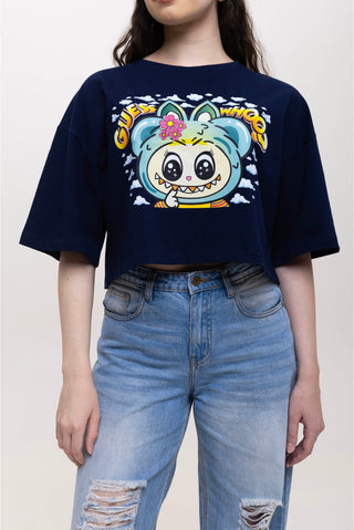 TURQTANG Iconic Crop Top Mini Mischief Edition in Mystic Navy – Edgy streetwear crop top with comfort.