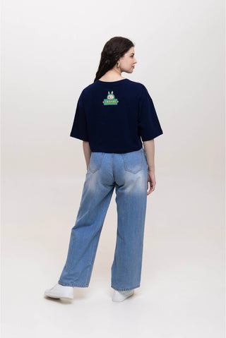 TURQTANG Iconic Crop Top Mini Mischief Edition in Mystic Navy – Edgy streetwear crop top with comfort.