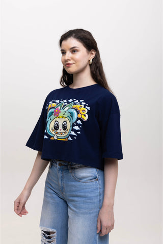 TURQTANG Iconic Crop Top Mini Mischief Edition in Mystic Navy – Edgy streetwear crop top with comfort.