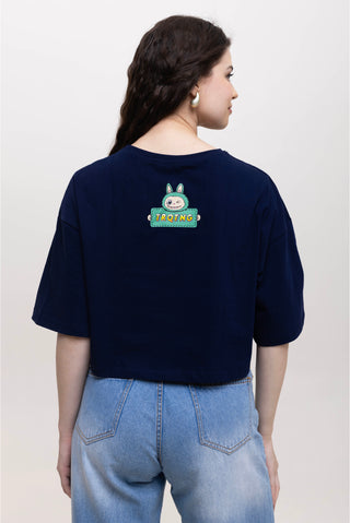 TURQTANG Iconic Crop Top Mini Mischief Edition in Mystic Navy – Edgy streetwear crop top with comfort.