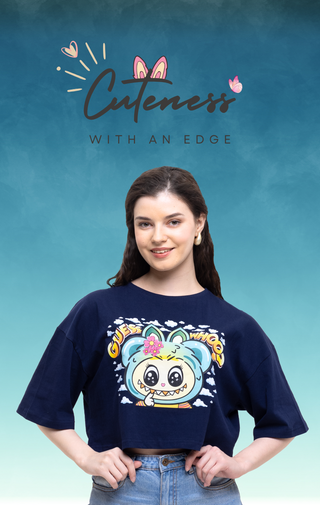 TURQTANG Iconic Crop Top Mini Mischief Edition in Mystic Navy – Edgy streetwear crop top with comfort.