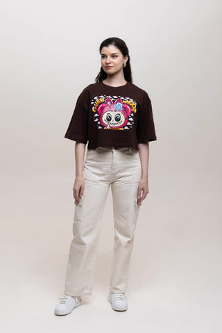 TURQTANG Iconic Crop Top Mini Mischief Edition in Walnut Whimsy – Playful and trendy crop top.