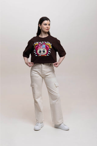 TURQTANG Iconic Crop Top Mini Mischief Edition in Walnut Whimsy – Playful and trendy crop top.