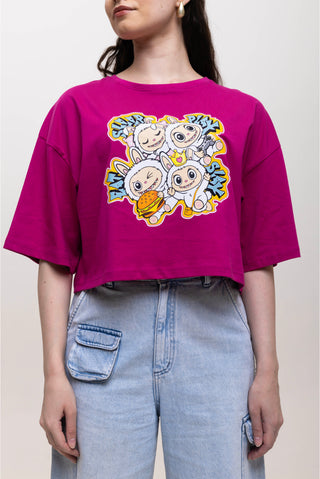 TURQTANG Iconic Crop Top Quad Squad in Fuchsia Flare – Vibrant, fashion-forward casual crop top.