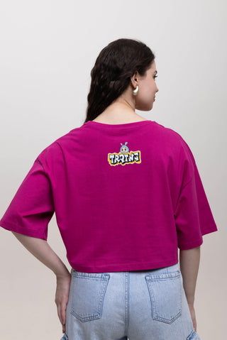 TURQTANG Iconic Crop Top Quad Squad in Fuchsia Flare – Vibrant, fashion-forward casual crop top.
