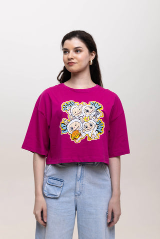 TURQTANG Iconic Crop Top Quad Squad in Fuchsia Flare – Vibrant, fashion-forward casual crop top.