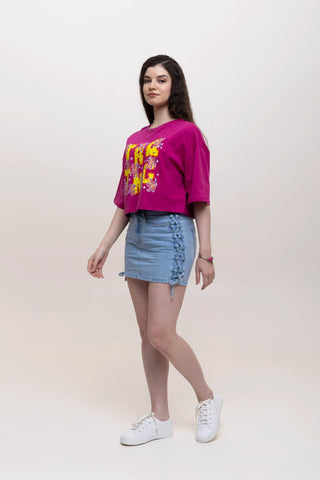 TURQTANG's IN FULL BLOOM CROP TOP - FUCHSIA FLARE 