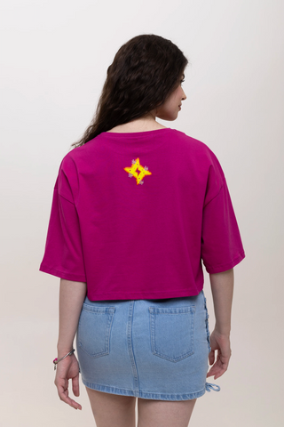 TURQTANG's IN FULL BLOOM CROP TOP - FUCHSIA FLARE 