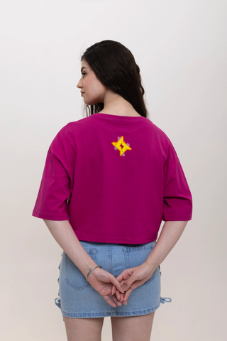 TURQTANG's IN FULL BLOOM CROP TOP - FUCHSIA FLARE 