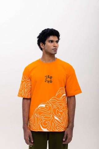 TURQTANG Jade Blaze Oversized T-Shirt in Blazing Orange – vibrant streetwear with effortless style.