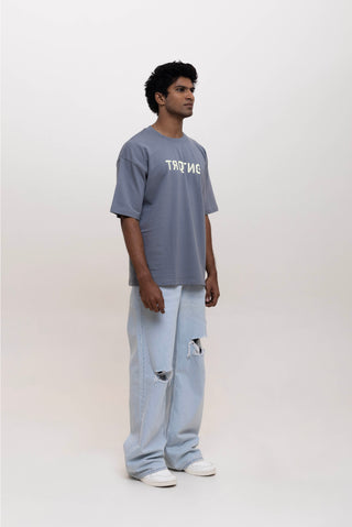 TURQTANG Lets Rock Oversized T-Shirt in Steel Grey – Stylish and comfortable streetwear tee.