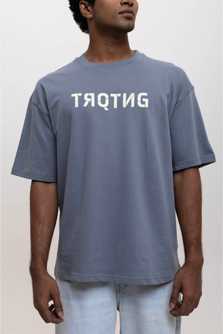 TURQTANG Lets Rock Oversized T-Shirt in Steel Grey – Stylish and comfortable streetwear tee.
