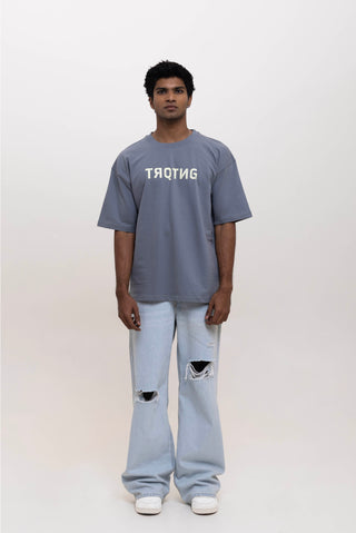 TURQTANG Lets Rock Oversized T-Shirt in Steel Grey – Stylish and comfortable streetwear tee.