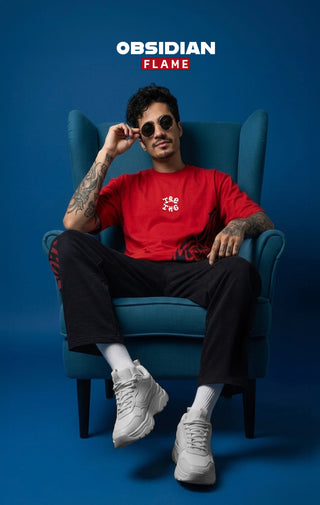 Obsidian Flame Joggers by TURQTANG in Obsidian Black – stylish relaxed-fit streetwear joggers with premium comfort.