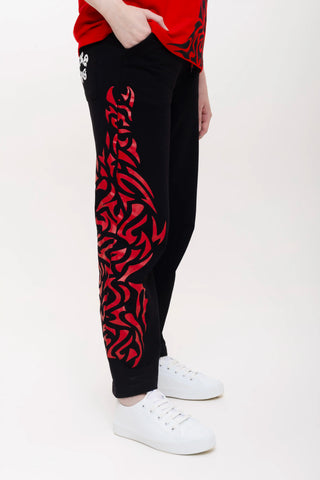 TURQTANG Obsidian Flame Joggers in Obsidian Black – bold and comfortable streetwear joggers.
