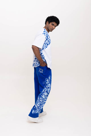 TURQTANG The Tattoo Theory Co-ord Set in Sapphire Smoke – Stylish and bold coordinated streetwear look.