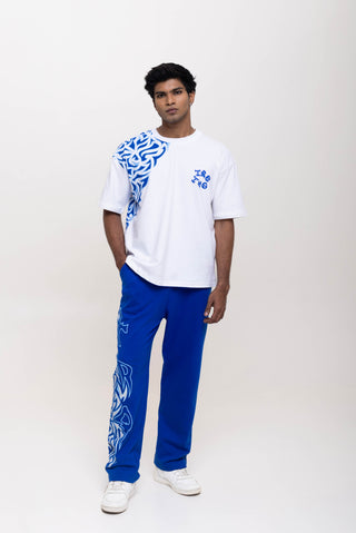 TURQTANG The Tattoo Theory Co-ord Set in Sapphire Smoke – Stylish and bold coordinated streetwear look.