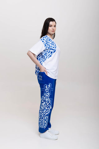 TURQTANG The Tattoo Theory Co-ord Set in Sapphire Smoke – Stylish and bold coordinated streetwear look.