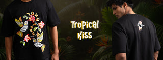 TURQTANG Tropical Kiss T-Shirt in Classic Black – Refreshing, relaxed-fit tee for everyday comfort.