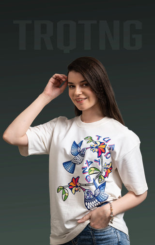 Tropical Kiss T-Shirt by TURQTANG in Stone Ivory – stylish casual streetwear with effortless everyday comfort.