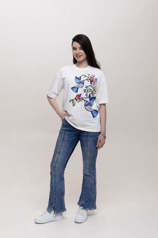 TURQTANG Tropical Kiss T-Shirt in Stone Ivory – relaxed streetwear tee with premium comfort.